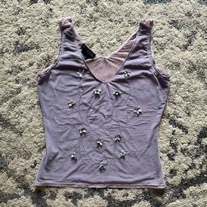 Express Lavender Embellished Tank Top